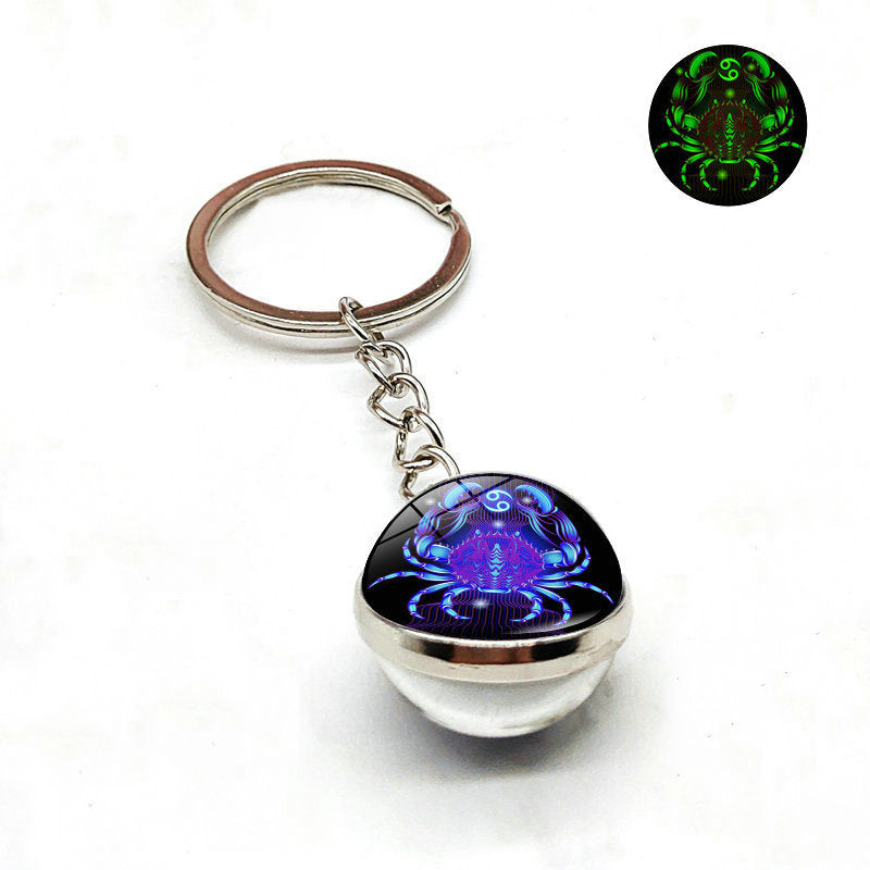 Zodiac Luminous Glass Ball Key Chain