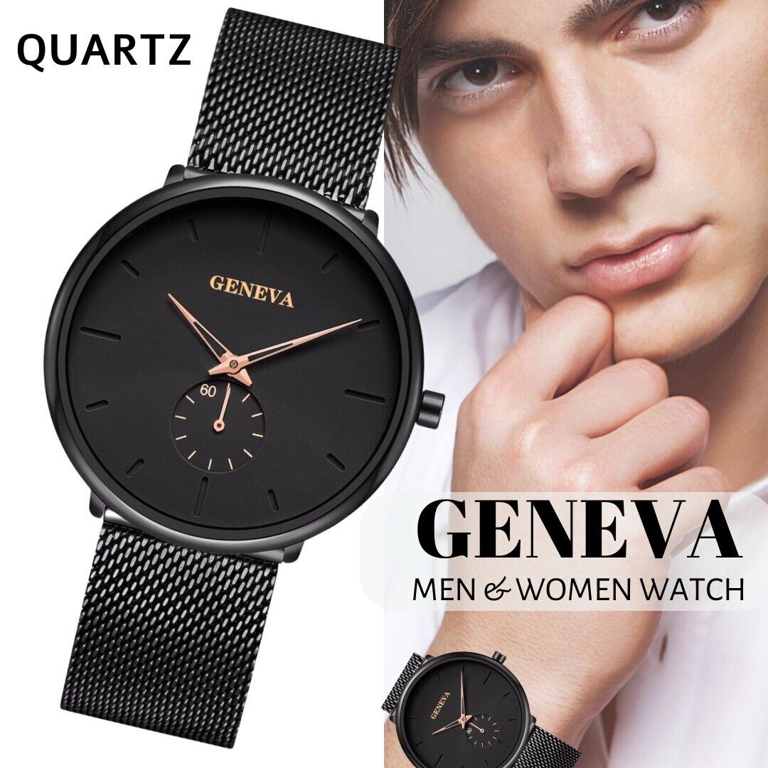 Luxury Men's Quartz Watch Business Stainless Steel Analog Ultra Thin Waterproof