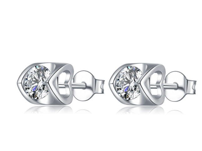 S925 Sterling Silver Moissanite Stud & Necklace Set