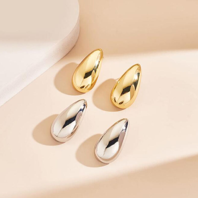 Chic Metal Drop Earrings: Golden & Silver Geometric Designs