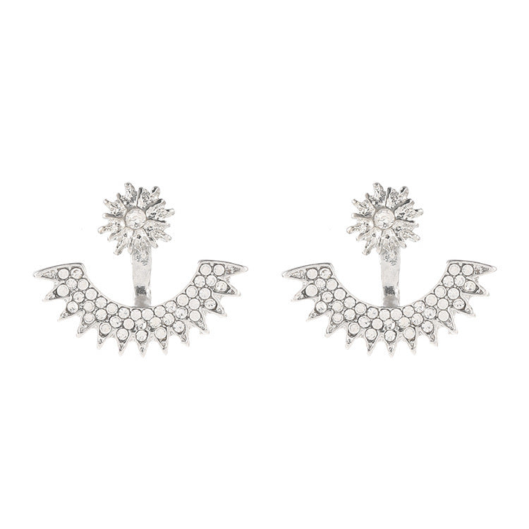 Gypsophila Multi-angle Front And Back Rhinestone Personalized Earrings