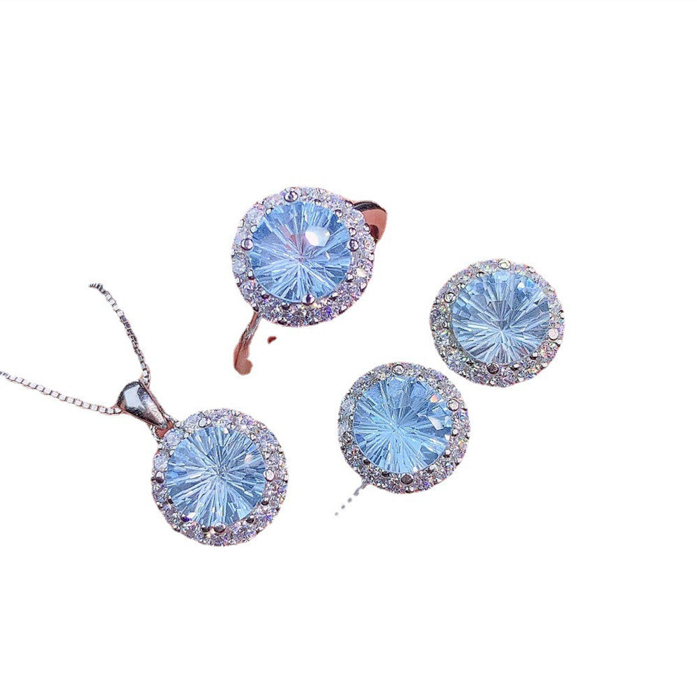 Natural Topaz Necklace And Earrings Suite