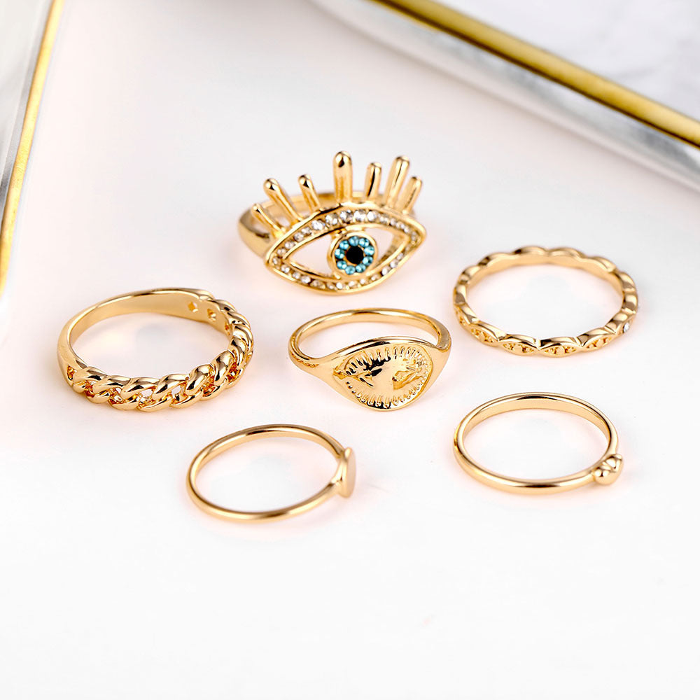 RingsEuropean And American Retro New Eye Love Ring 6-piece Set