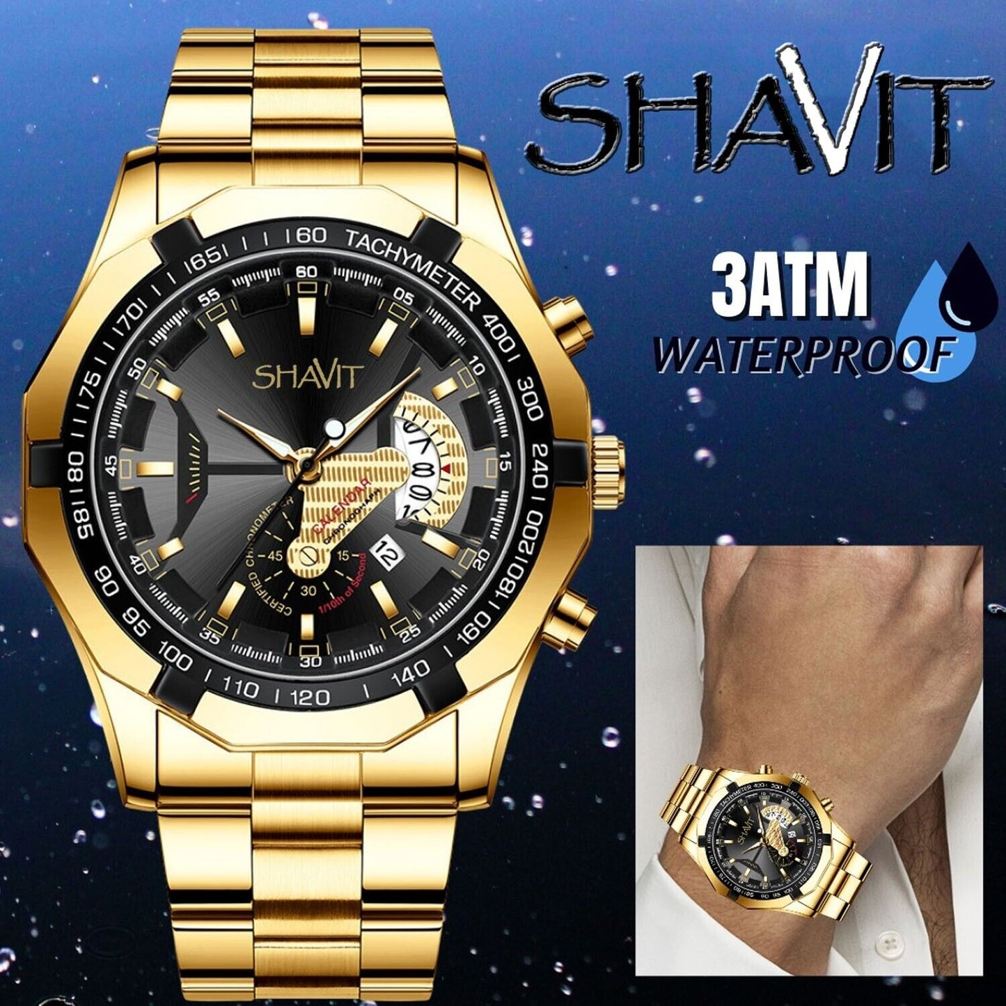 Gold Men's Watch Classic Stainless Steel Quartz Luxury Gift Wristwatch For MEN