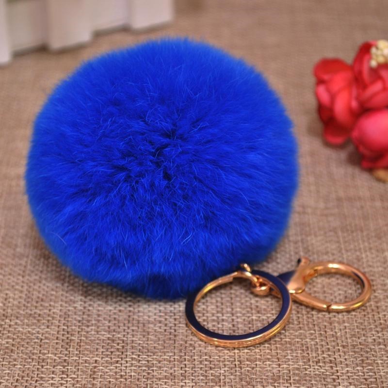 Cute Rex Rabbit Fur Ball Keychain