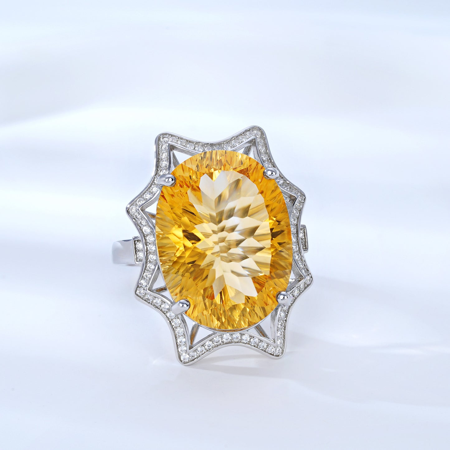 Natural Crystal Jewelry European And American Simple Light Luxury Style Large Topaz Ring