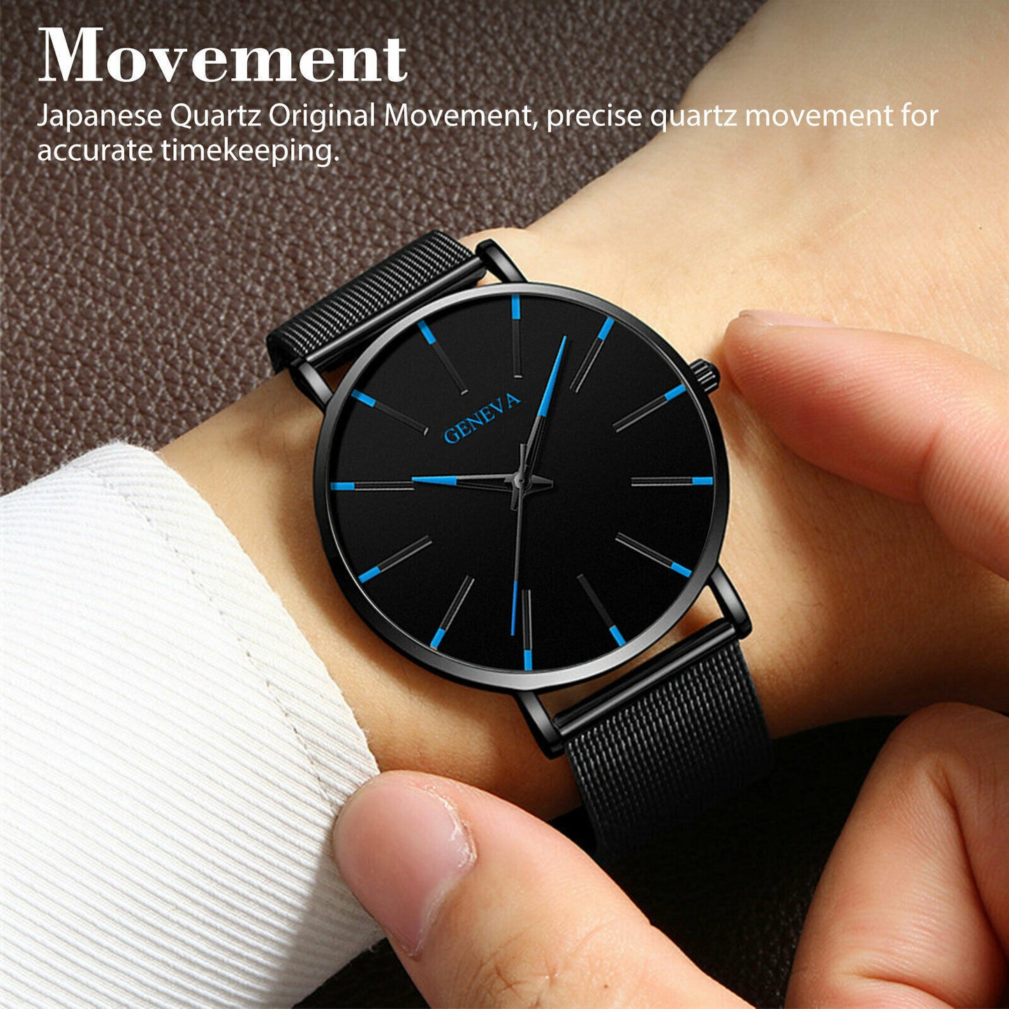 Luxury Men's Quartz Watch Stainless Steel Analog Ultra Thin Waterproof Business