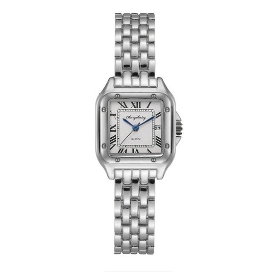 Fashion Stainless Steel Square Simple Design Couple Quartz Watch