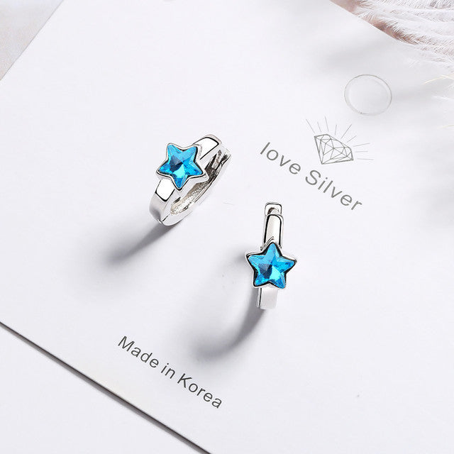 Blue Five-pointed Star Ear Buckle Clavicle Chain