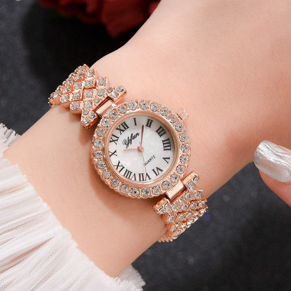 Exquisite Dial And Strap Full Of Diamonds Ancient Roman Scale Women's Watch