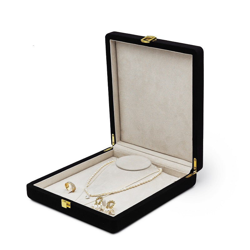 High-grade Rounded Microfiber Large Pearl Necklace Suit Jewelry Storage Box