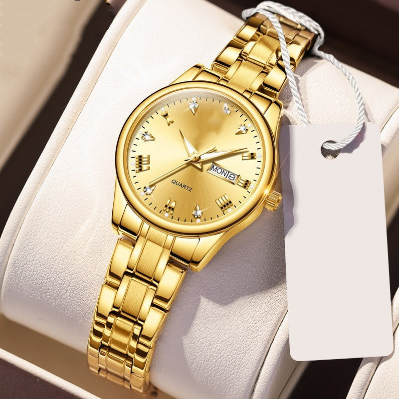 Diamond Embedded Fashion Waterproof Luminous Quartz Watch