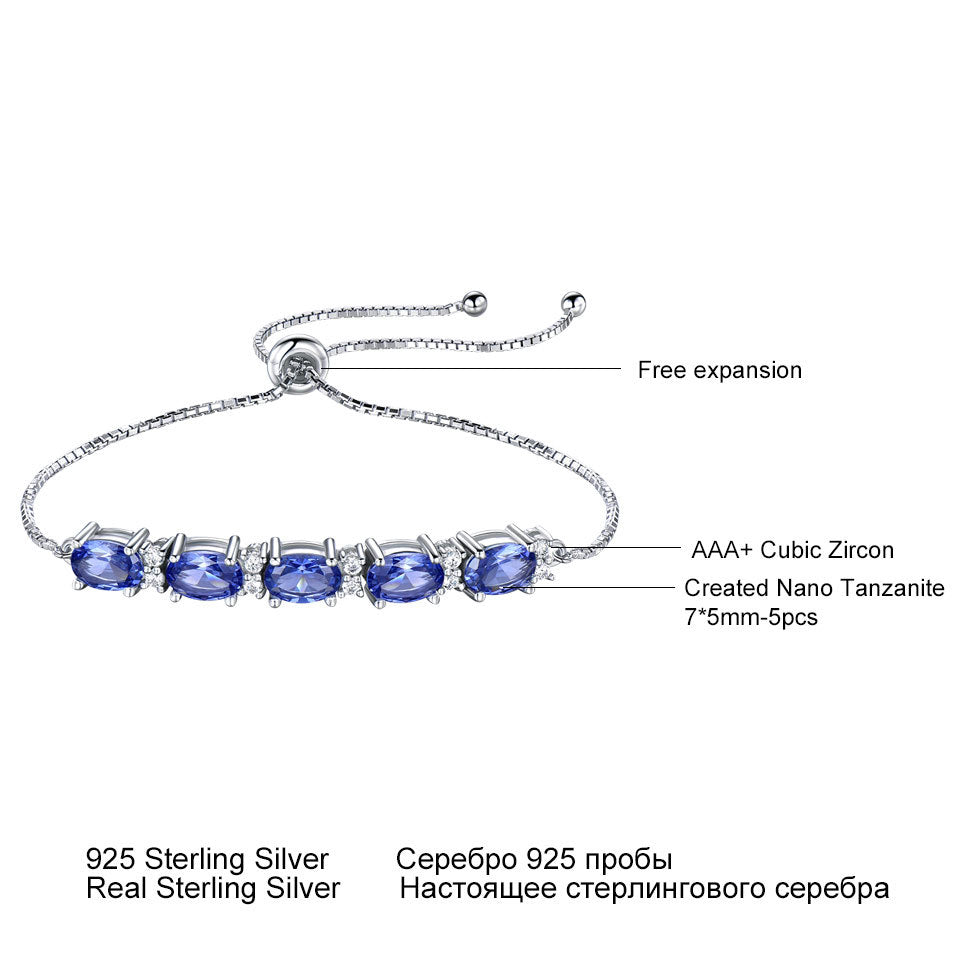 Bracelets For Women Gemstone Blue Topaz Adjustable Chain Link Bracelet Christmas Jewelry