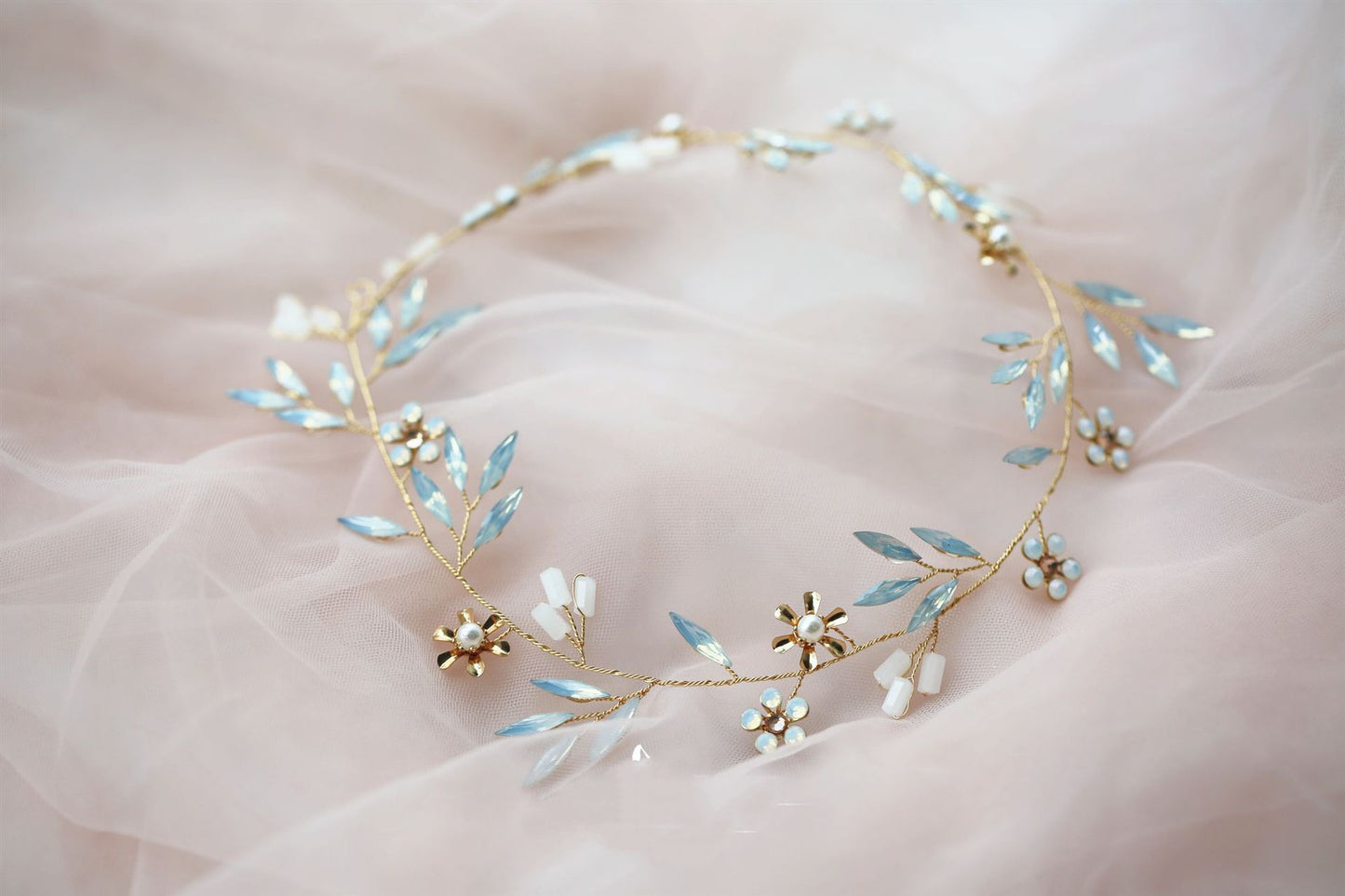 Pearl Copper Flower Protein Diamond Golden Self-directed Hairband