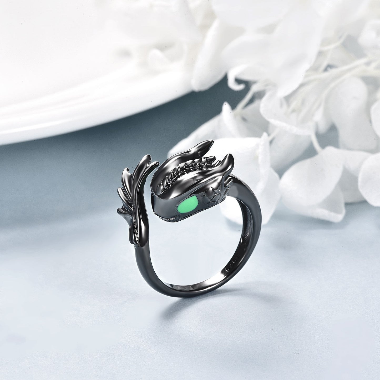 Sterling Silver Black Dragon Ring Jewelry Gifts for Men Women