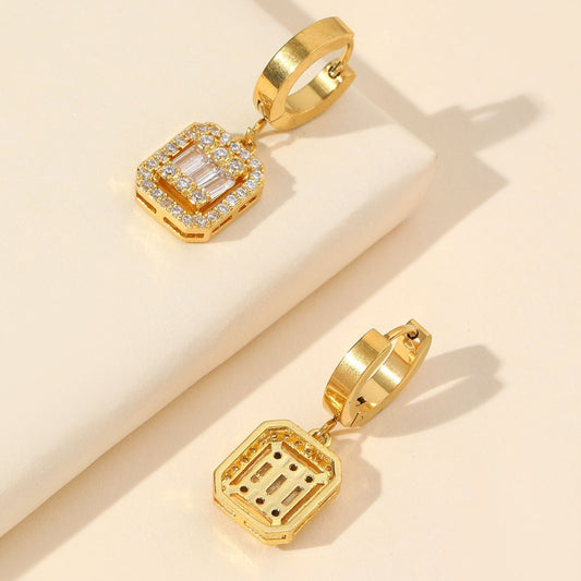 Sugar Cube Titanium Steel Retro Earrings