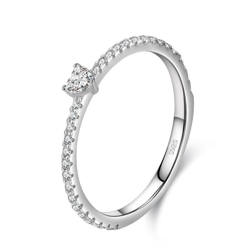 Heart-Shaped Simulated Diamond Sterling Silver Ring