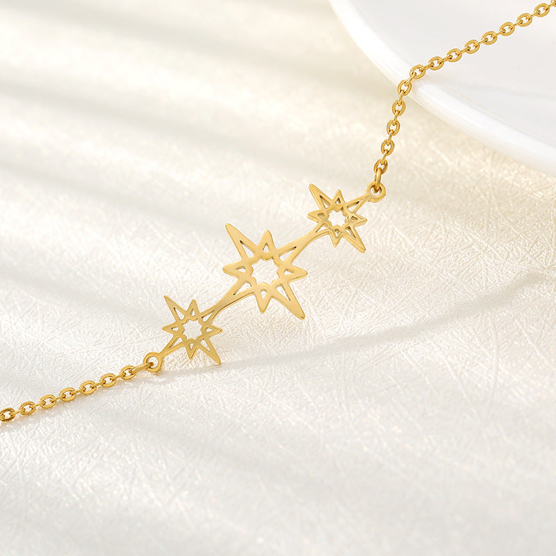 Hollow Gold Chain Stainless Steel Bracelet Star Pendant