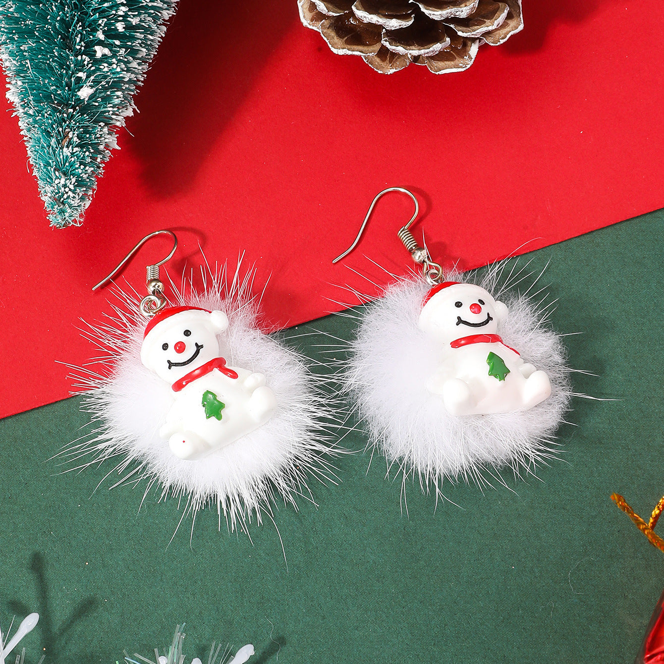 Winter Snowflake Hair Ball Earrings Ins Cute Christmas Elk Santa Claus Stock Element Earrings Women Jewelry