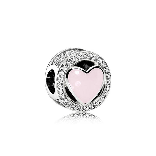 925 Silver Charms Cute Heart-shaped Beads