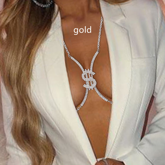 Fashion Nightclub Dollar Chest Support Body Chain Jewelry
