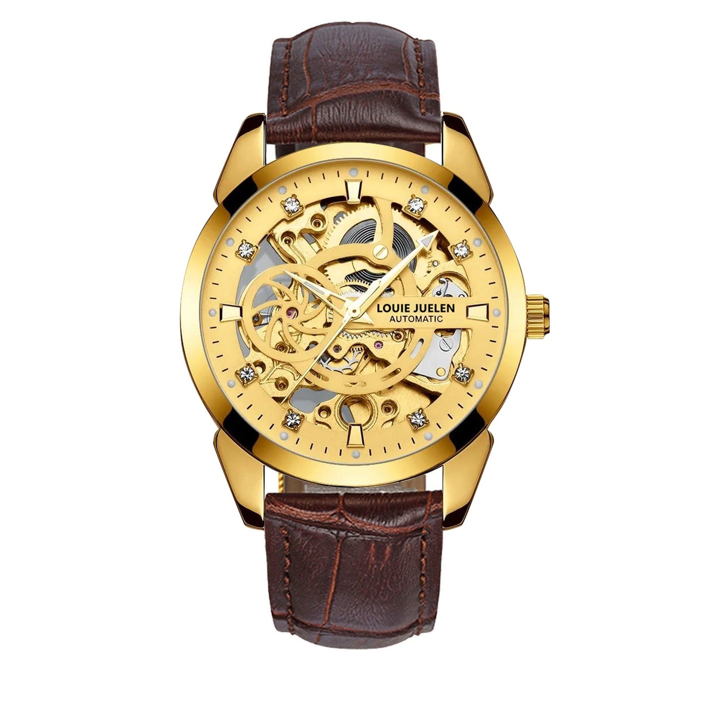 Hollow Men's Leather Belt Mechanical Watch Waterproof