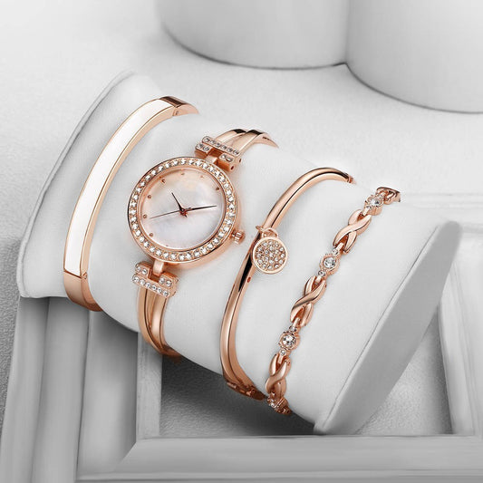 Stylish Women's Quartz Watch & Bracelet Set