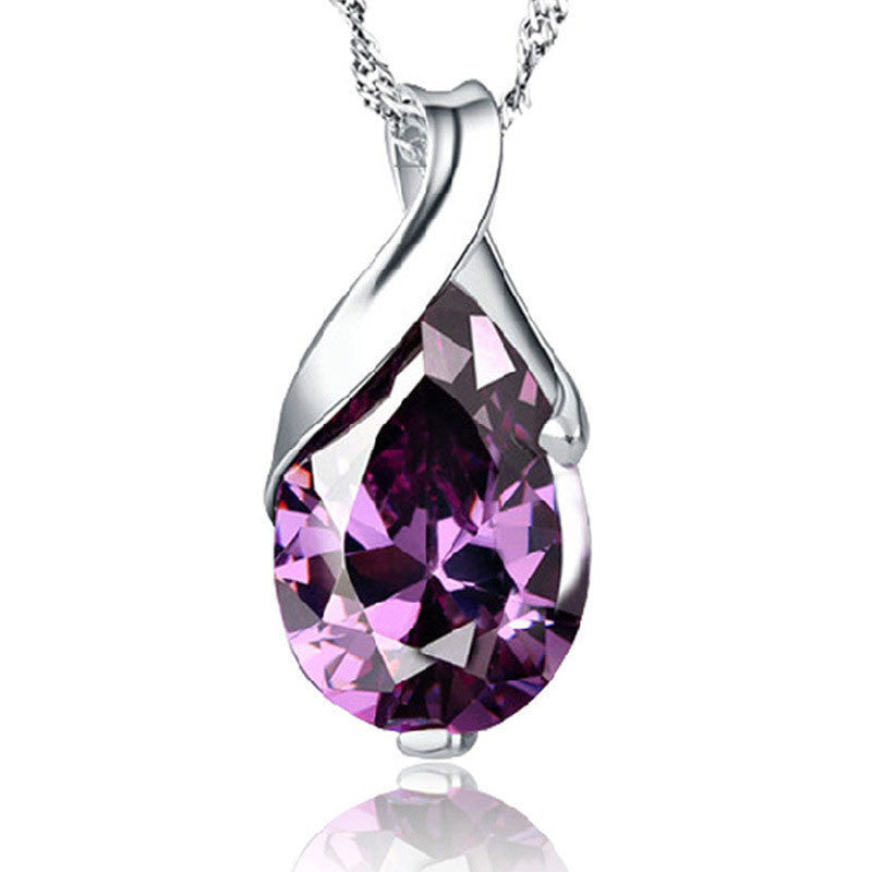 Sweet Purple Crystal Women's Necklace Angel Tears