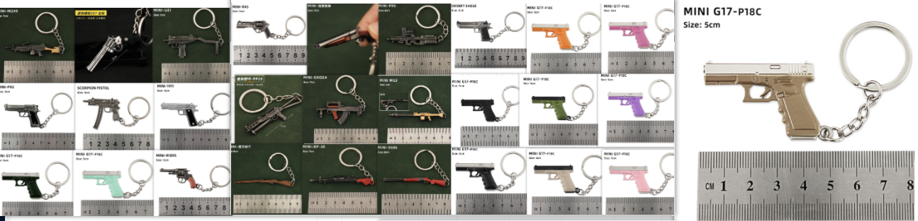 Alloy P92 Model G17 Sand Eagle Left Wheel Keychain