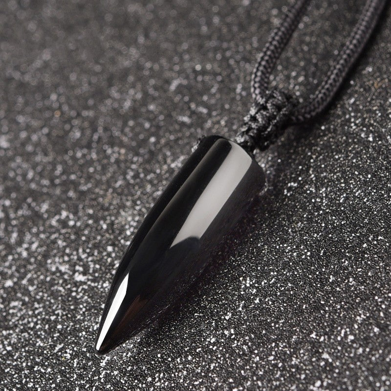 Natural Obsidian Bullet Necklace For Men And Women