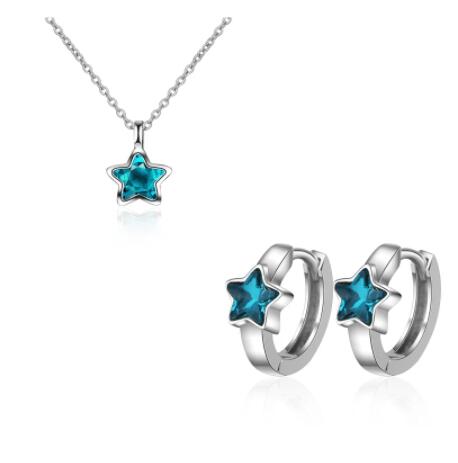 Blue Five-pointed Star Ear Buckle Clavicle Chain