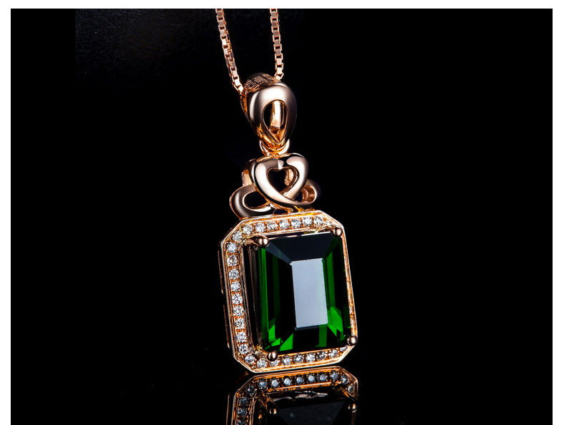 Emerald Pendant Silver Plated 18k Rose Gold