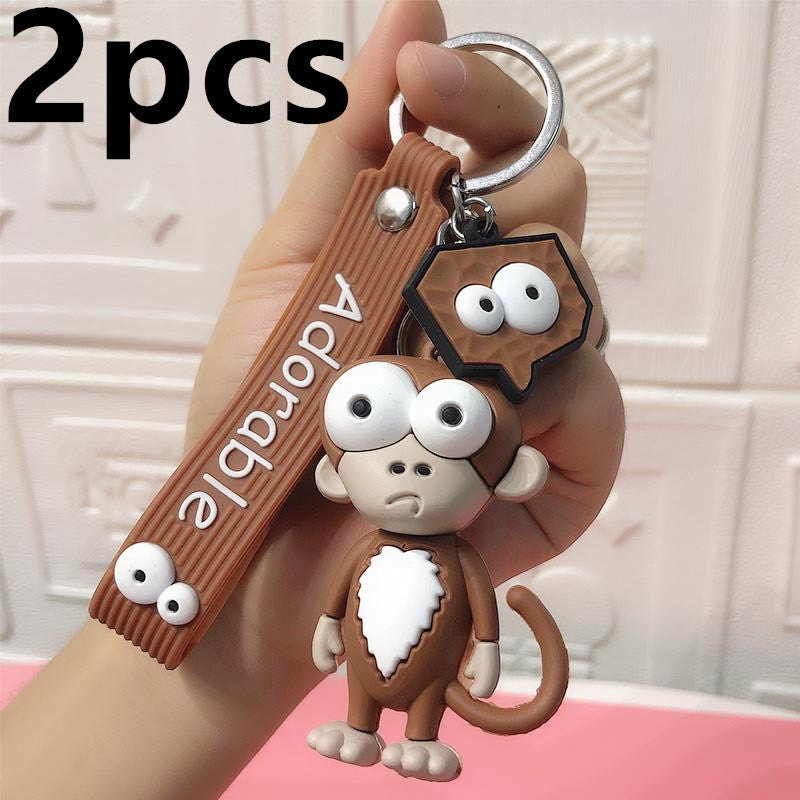 Funny Ugly Cute Eye-Eyed Elephant Keychain Cute Cartoon Epoxy Eye-Eyed Cow Car Key Chain Ring Bag Pendant