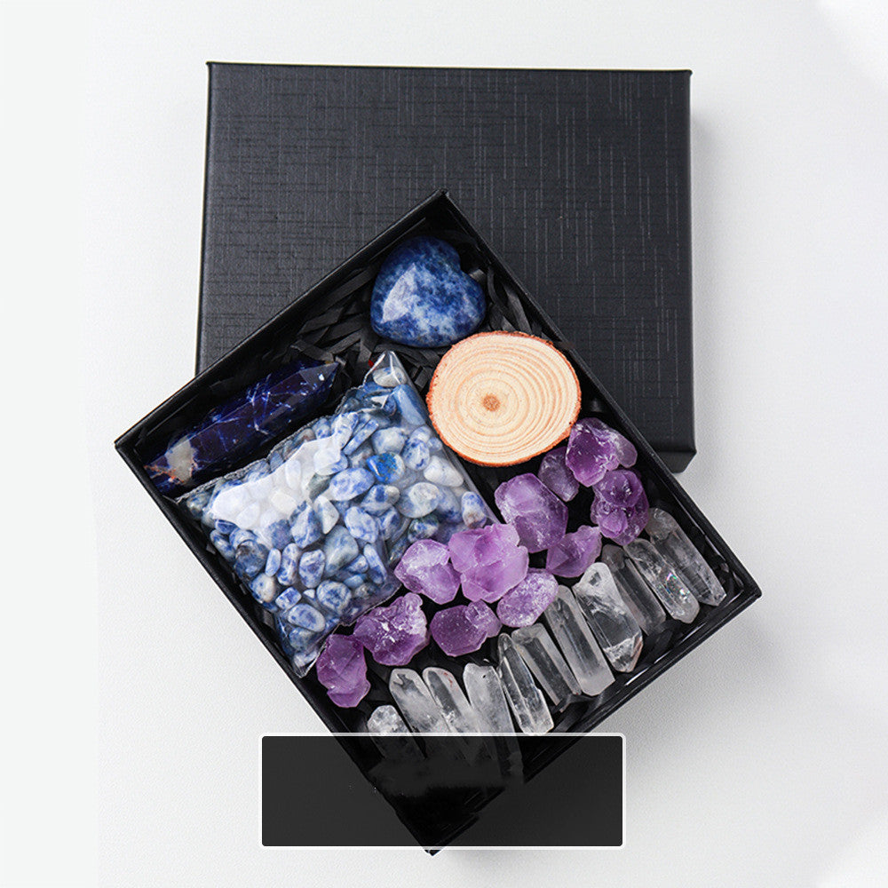 Natural Crystal Rough Pillar Crushed Stone Gift Set