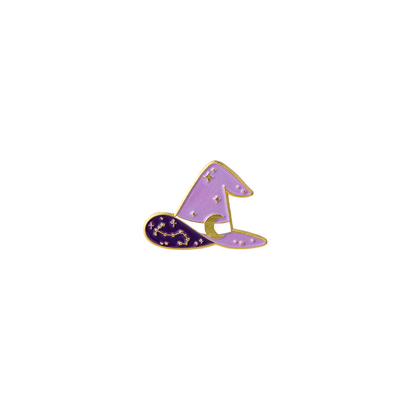 Cartoon Halloween Witch Hat Magician Shape Paint Alloy Brooch