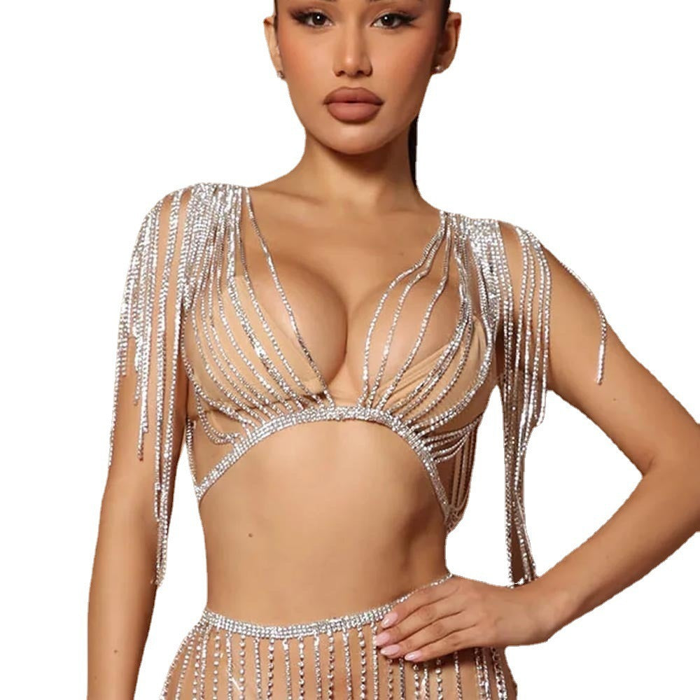 New Layered Rhinestone Bra Body Chain Women