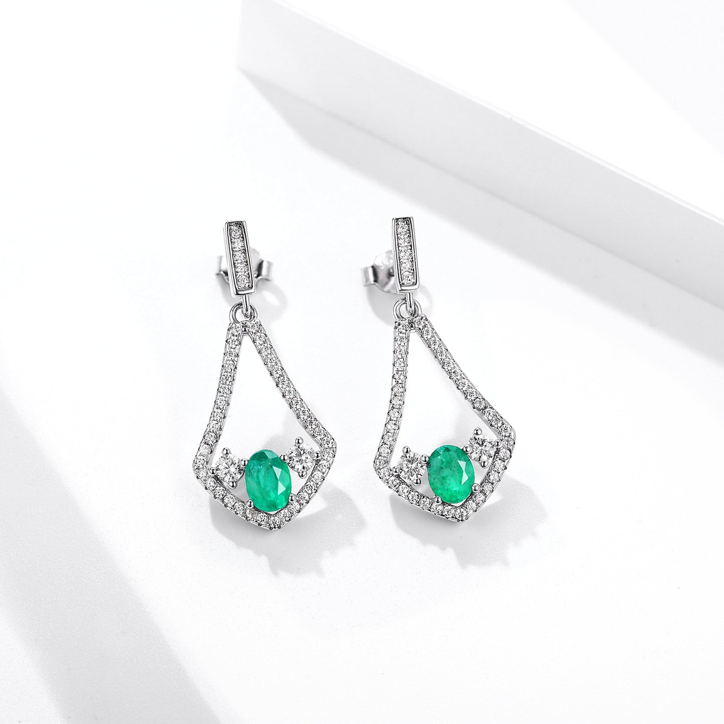 Natural Emerald Earrings For Female Korean Version High Quality Zirconium Earrings S925 Silver