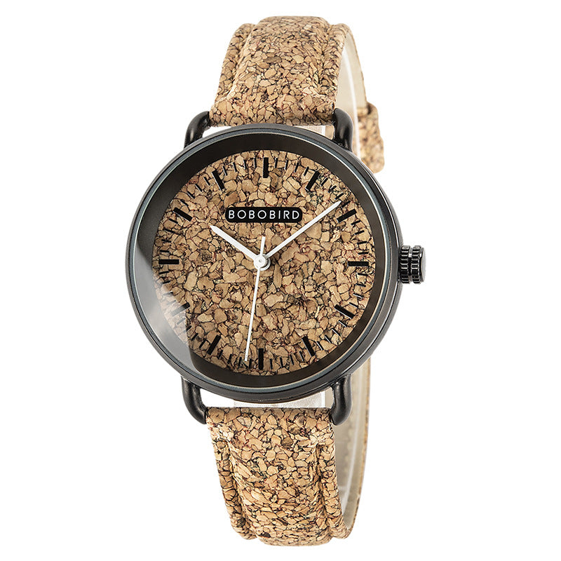 Cork Grain Couple Watch Fashion Casual Wood Grain Watch