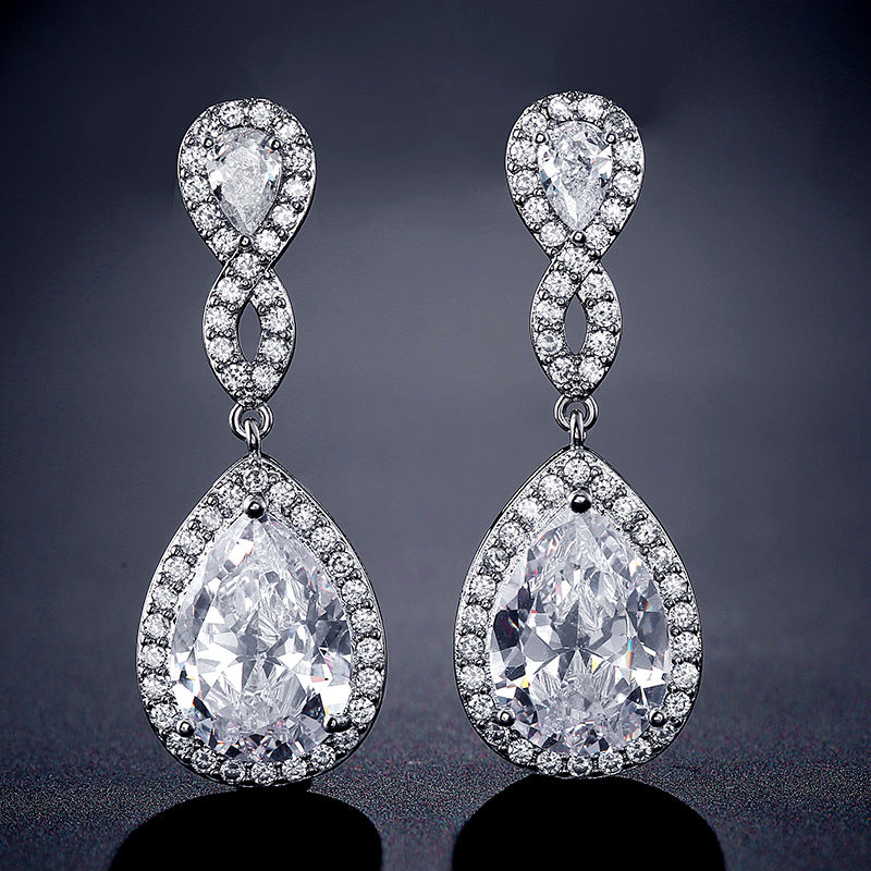 Bridal Banquet Drop-shaped Earrings With AAA Zircon