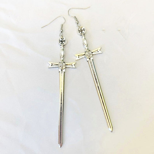 Exaggerated Personality Gothic Bronze Sword Fashion Knife Creative Earrings Alloy