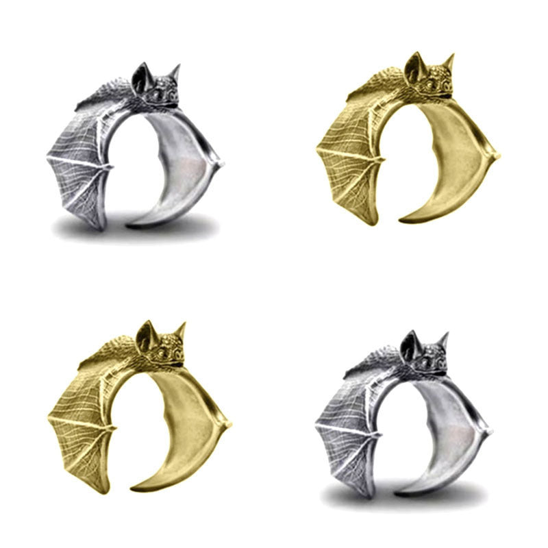 Halloween Rings Men's And Women's Fashion Personality Vintage Bat Ring Cute Jewelry