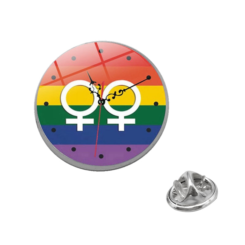 LGBT Pride Rainbow Glass Brooches Pins Lesbians Gays Bisexuals Transgender Round Badge Lapel Pin Jewelry