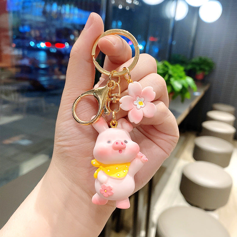 Cherry Blossom Pig Personality Creative Keychain