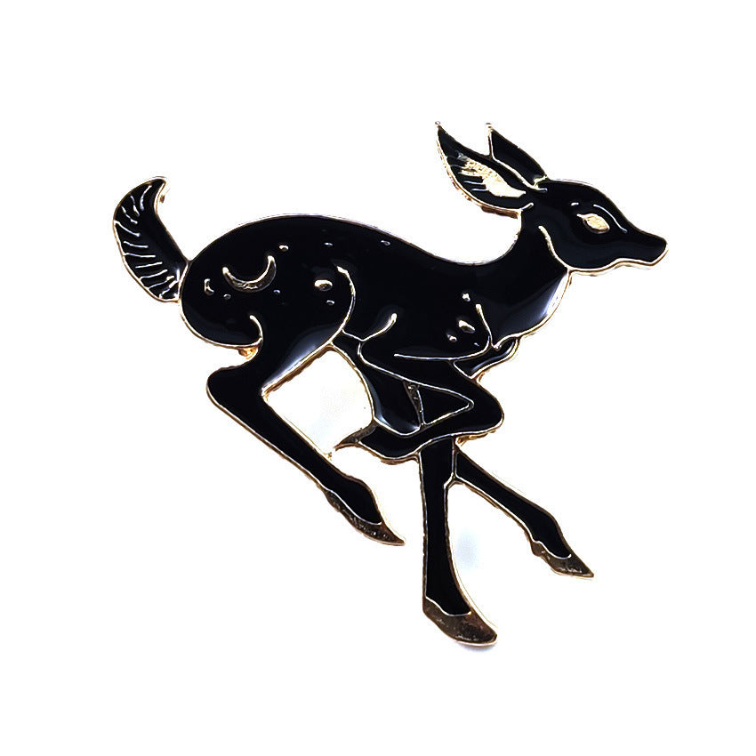 Animal Brooch Black And White Deer Brooch