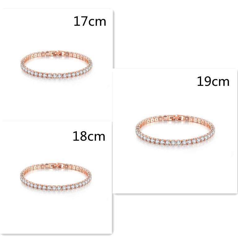 Zircon Bracelet Single Row 4mm Round Full Diamond Tennis Chain Cross-border Hip Hop Jewelry