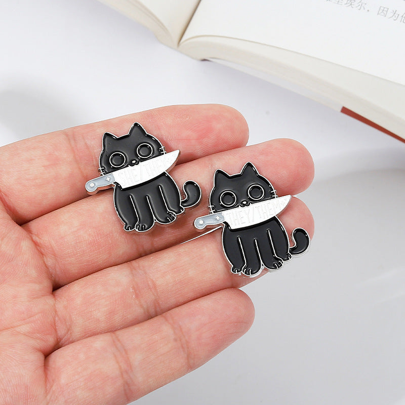 Alloy Letters Series Brooches Cartoon Black Cat