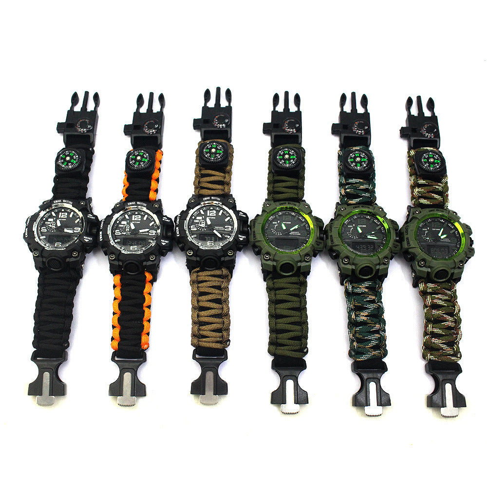 Outdoor Waterproof Multifunctional Climbing Watch Parachute Cord Woven Emergency Survival Watch