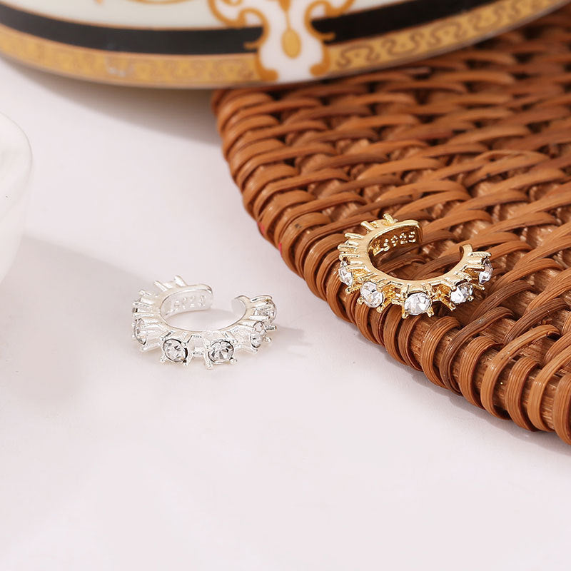 Diamond-studded Non-pierced Ear Clip Ear Buckle Earrings