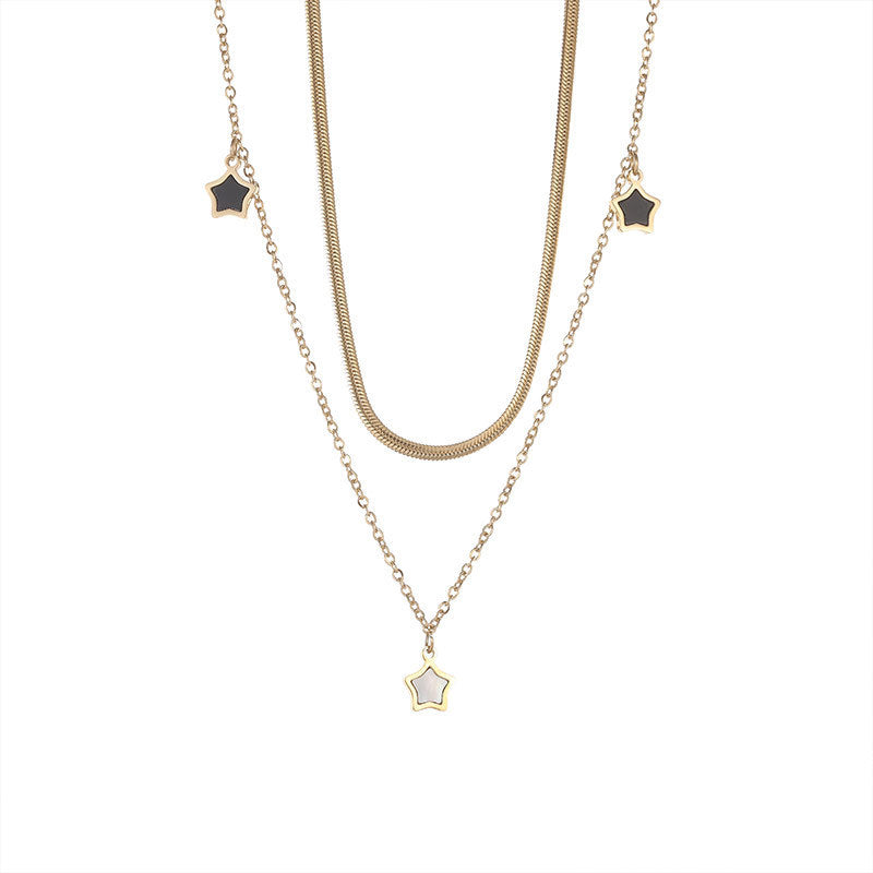 Pentagram Shell 14k Gold Collarbone Necklace Women