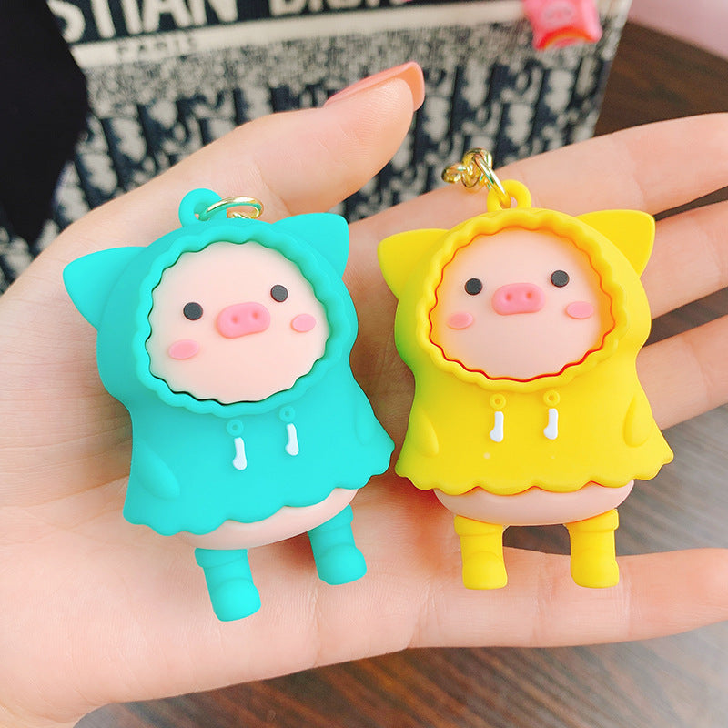 Raincoat Piggy Cute Cartoon Keychain Creative Accessories